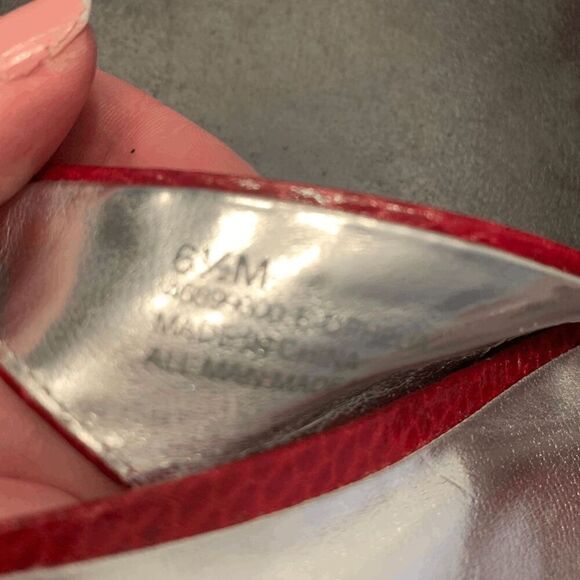 Etienne Aigner Women's Crisscross Strap Texture Red Sling Back Wedge Sandals 6.5 - Picture 6 of 9